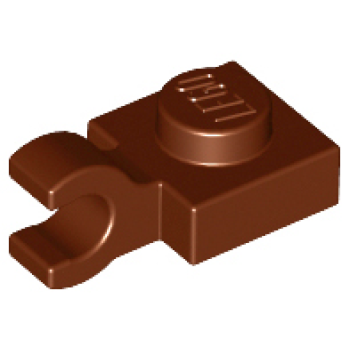 Деталь LEGO 61252 Plate, Modified 1 x 1 with Open O Clip (Horizontal Grip) - Reddish Brown