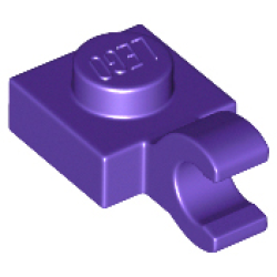 Plate, Modified 1 x 1 with Open O Clip (Horizontal Grip) - Dark Purple