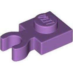 Plate, Modified 1 x 1 with Open O Clip Thick (Vertical Grip) - Medium Lavender