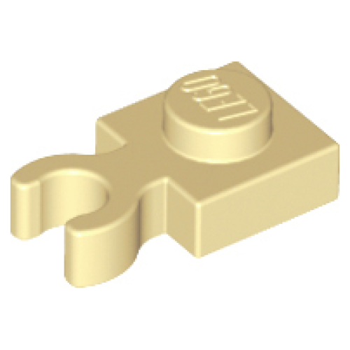 Деталь LEGO 4085d Plate, Modified 1 x 1 with Open O Clip Thick (Vertical Grip) - Tan