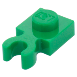 Plate, Modified 1 x 1 with Open O Clip Thick (Vertical Grip) - Green