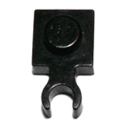 Plate, Modified 1 x 1 with Open O Clip Thin (Vertical Grip) - Black
