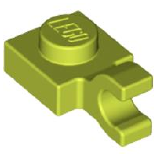 Деталь LEGO 6019 Plate, Modified 1 x 1 with U Clip (Horizontal Grip) - Medium Lime