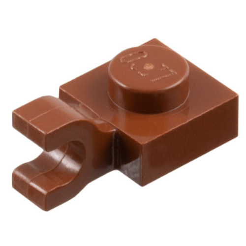 Деталь LEGO 6019 Plate, Modified 1 x 1 with U Clip (Horizontal Grip) - Reddish Brown