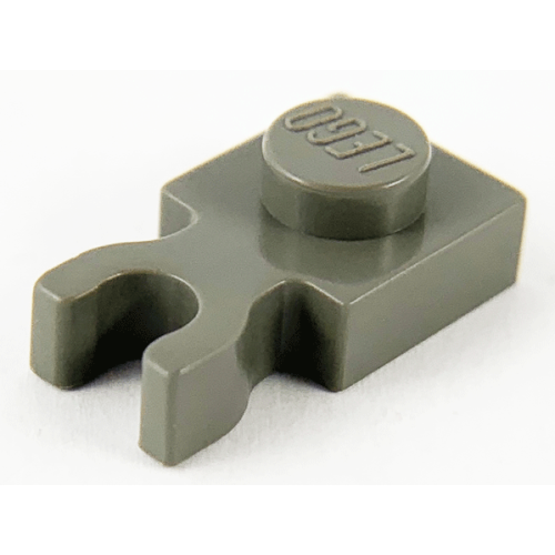 Деталь LEGO 4085c Plate, Modified 1 x 1 with U Clip Thick (Vertical Grip) - Dark Gray