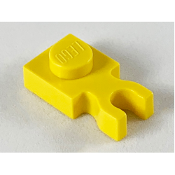 Plate, Modified 1 x 1 with U Clip Thick (Vertical Grip) - Yellow