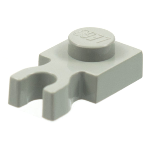 Деталь LEGO 4085c Plate, Modified 1 x 1 with U Clip Thick (Vertical Grip) - Light Gray
