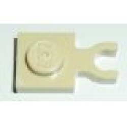 Plate, Modified 1 x 1 with U Clip Thin (Vertical Grip) - Tan