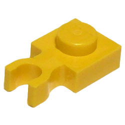Plate, Modified 1 x 1 with U Clip Thin (Vertical Grip) - Yellow