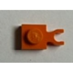 Plate, Modified 1 x 1 with U Clip Thin (Vertical Grip) - Orange