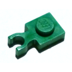 Plate, Modified 1 x 1 with U Clip Thin (Vertical Grip) - Green