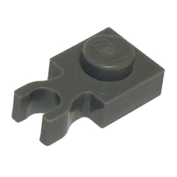 Plate, Modified 1 x 1 with U Clip Thin (Vertical Grip) - Dark Bluish Gray
