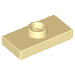Plate, Modified 1 x 2 with 1 Stud with Groove (Jumper) - Tan