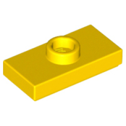 Plate, Modified 1 x 2 with 1 Stud with Groove (Jumper) - Yellow