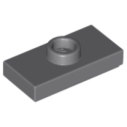 Plate, Modified 1 x 2 with 1 Stud with Groove (Jumper) - Dark Bluish Gray