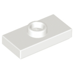 Plate, Modified 1 x 2 with 1 Stud with Groove and Bottom Stud Holder (Jumper) - White
