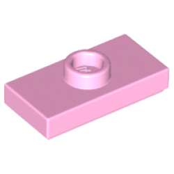 Plate, Modified 1 x 2 with 1 Stud with Groove and Bottom Stud Holder (Jumper) - Bright Pink
