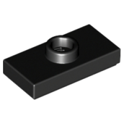 Plate, Modified 1 x 2 with 1 Stud with Groove and Bottom Stud Holder (Jumper) - Black