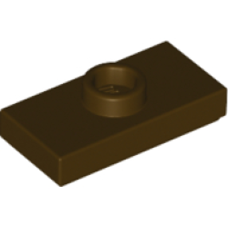 Plate, Modified 1 x 2 with 1 Stud with Groove and Bottom Stud Holder (Jumper) - Dark Brown
