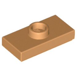Plate, Modified 1 x 2 with 1 Stud with Groove and Bottom Stud Holder (Jumper) - Medium Nougat
