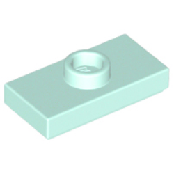 Plate, Modified 1 x 2 with 1 Stud with Groove and Bottom Stud Holder (Jumper) - Light Aqua