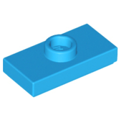 Plate, Modified 1 x 2 with 1 Stud with Groove and Bottom Stud Holder (Jumper) - Dark Azure