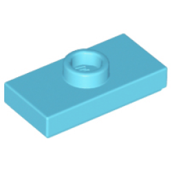 Plate, Modified 1 x 2 with 1 Stud with Groove and Bottom Stud Holder (Jumper) - Medium Azure