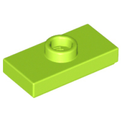 Plate, Modified 1 x 2 with 1 Stud with Groove and Bottom Stud Holder (Jumper) - Lime