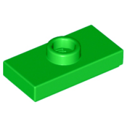 Plate, Modified 1 x 2 with 1 Stud with Groove and Bottom Stud Holder (Jumper) - Bright Green