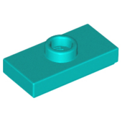 Plate, Modified 1 x 2 with 1 Stud with Groove and Bottom Stud Holder (Jumper) - Dark Turquoise