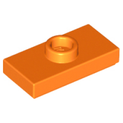 Plate, Modified 1 x 2 with 1 Stud with Groove and Bottom Stud Holder (Jumper) - Orange