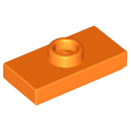 Деталь LEGO 15573 Plate, Modified 1 x 2 with 1 Stud with Groove and Bottom Stud Holder (Jumper) - Orange