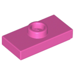 Plate, Modified 1 x 2 with 1 Stud with Groove and Bottom Stud Holder (Jumper) - Dark Pink