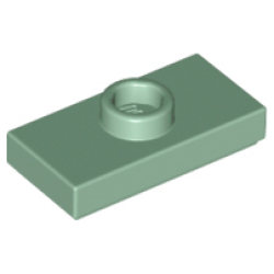 Plate, Modified 1 x 2 with 1 Stud with Groove and Bottom Stud Holder (Jumper) - Sand Green