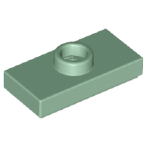 Деталь LEGO 15573 Plate, Modified 1 x 2 with 1 Stud with Groove and Bottom Stud Holder (Jumper) - Sand Green