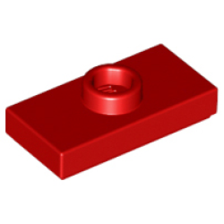Plate, Modified 1 x 2 with 1 Stud with Groove and Bottom Stud Holder (Jumper) - Red