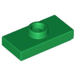 Plate, Modified 1 x 2 with 1 Stud with Groove and Bottom Stud Holder (Jumper) - Green