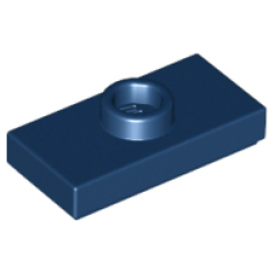 Plate, Modified 1 x 2 with 1 Stud with Groove and Bottom Stud Holder (Jumper) - Dark Blue