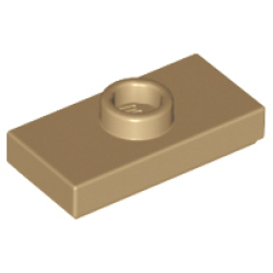 Plate, Modified 1 x 2 with 1 Stud with Groove and Bottom Stud Holder (Jumper) - Dark Tan