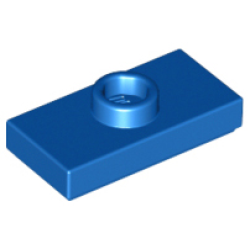 Plate, Modified 1 x 2 with 1 Stud with Groove and Bottom Stud Holder (Jumper) - Blue