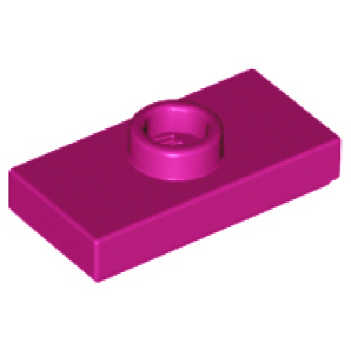 Деталь LEGO 15573 Plate, Modified 1 x 2 with 1 Stud with Groove and Bottom Stud Holder (Jumper) - Magenta