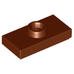 Plate, Modified 1 x 2 with 1 Stud with Groove and Bottom Stud Holder (Jumper) - Reddish Brown