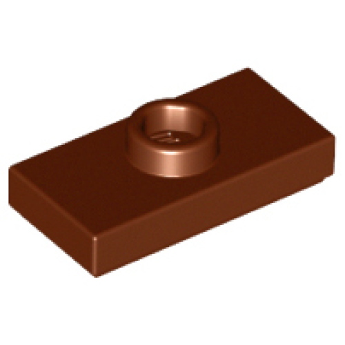 Деталь LEGO 15573 Plate, Modified 1 x 2 with 1 Stud with Groove and Bottom Stud Holder (Jumper) - Reddish Brown