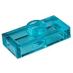 Plate, Modified 1 x 2 with 1 Stud without Groove (Jumper) - Trans-Light Blue