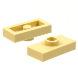 Plate, Modified 1 x 2 with 1 Stud without Groove (Jumper) - Tan