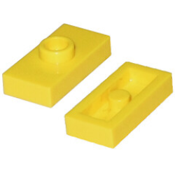 Plate, Modified 1 x 2 with 1 Stud without Groove (Jumper) - Yellow