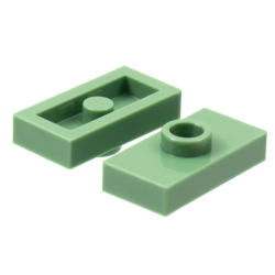 Plate, Modified 1 x 2 with 1 Stud without Groove (Jumper) - Sand Green
