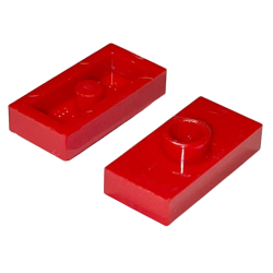 Plate, Modified 1 x 2 with 1 Stud without Groove (Jumper) - Red