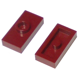 Plate, Modified 1 x 2 with 1 Stud without Groove (Jumper) - Dark Red