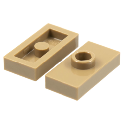 Plate, Modified 1 x 2 with 1 Stud without Groove (Jumper) - Dark Tan